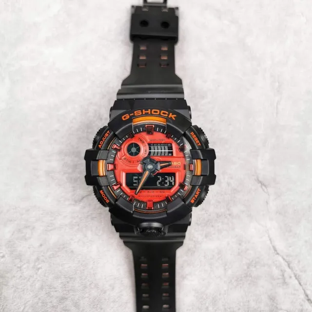 Casio G-Shock GA-100 Reloj Deportivo Negro y Naranja 8
