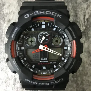 Casio G-Shock GA-100 Black and Red Sports Watch