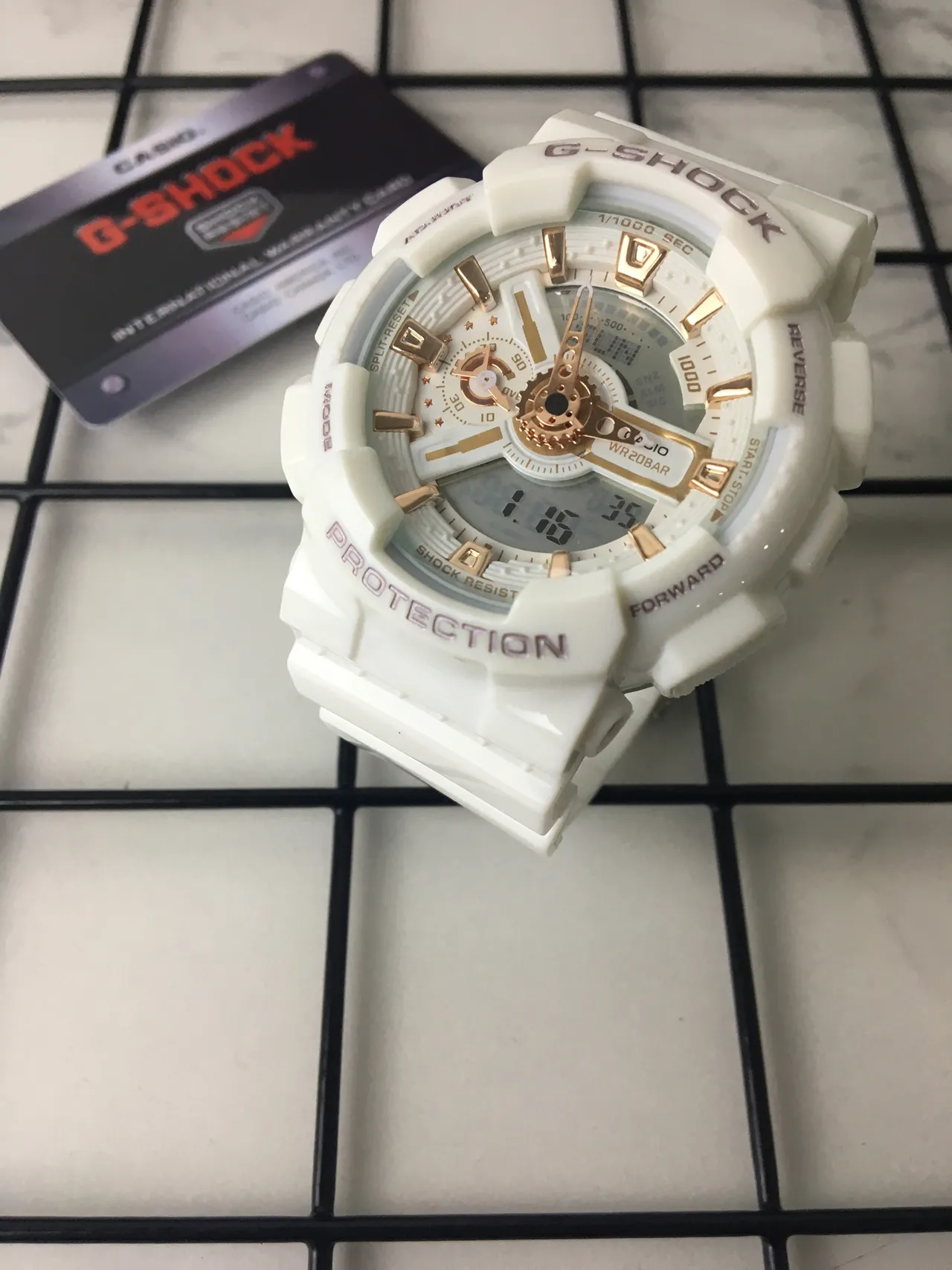 Casio G-Shock GA-110 White and Rose Gold Sports Watch 2