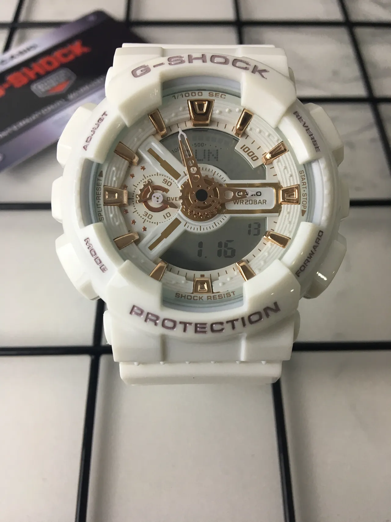 Casio G-Shock GA-110 White and Rose Gold Sports Watch 3