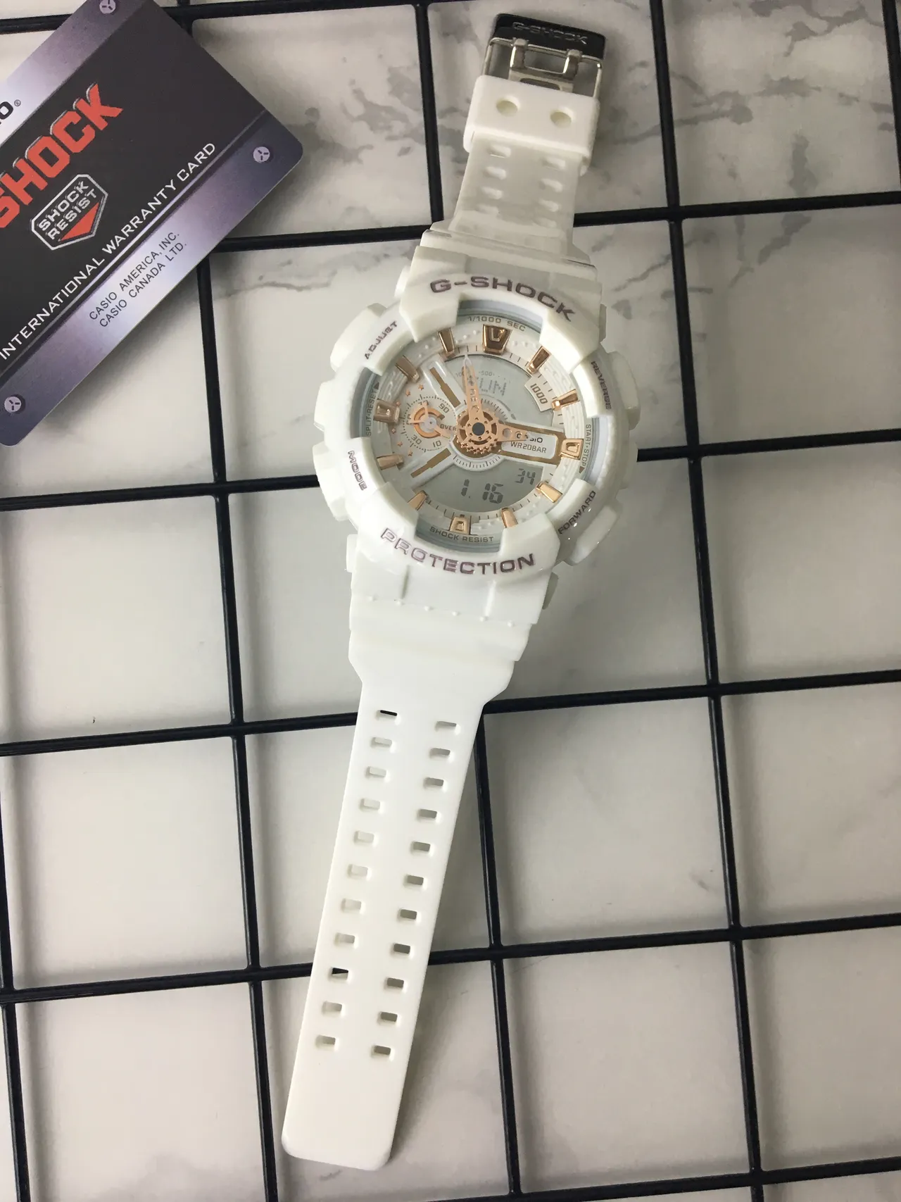 Casio G-Shock GA-110 White and Rose Gold Sports Watch 6