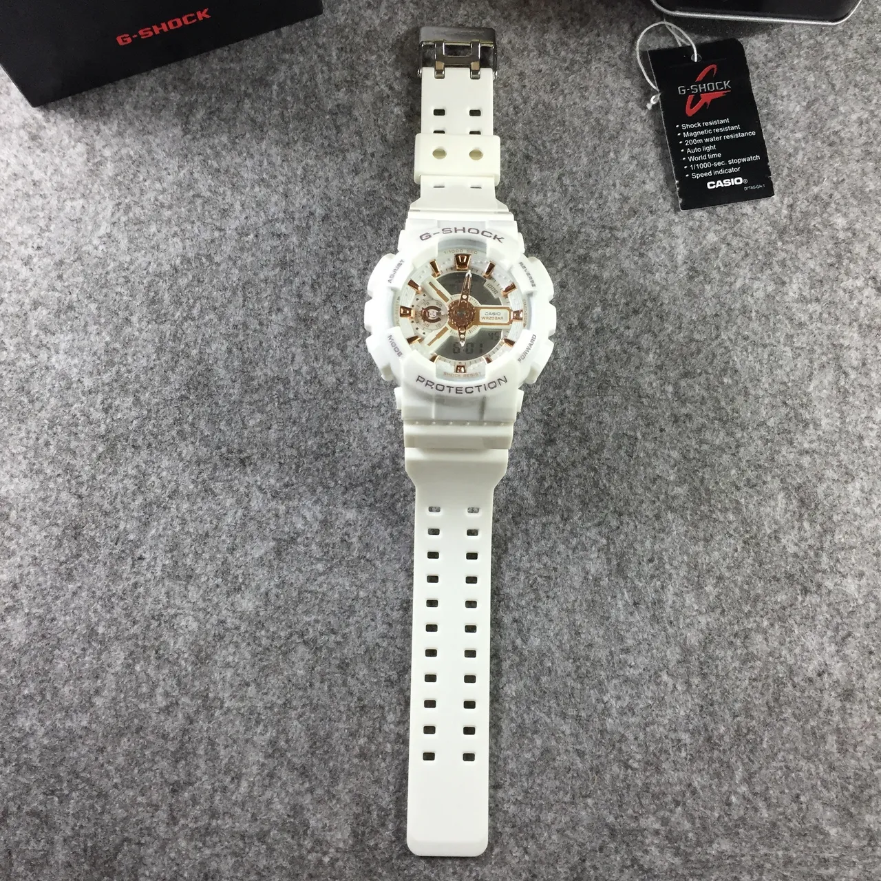 Casio G-Shock GA-110 White and Rose Gold Sports Watch 12