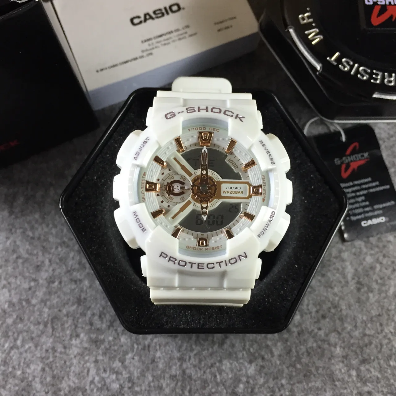 Casio G-Shock GA-110 White and Rose Gold Sports Watch 13