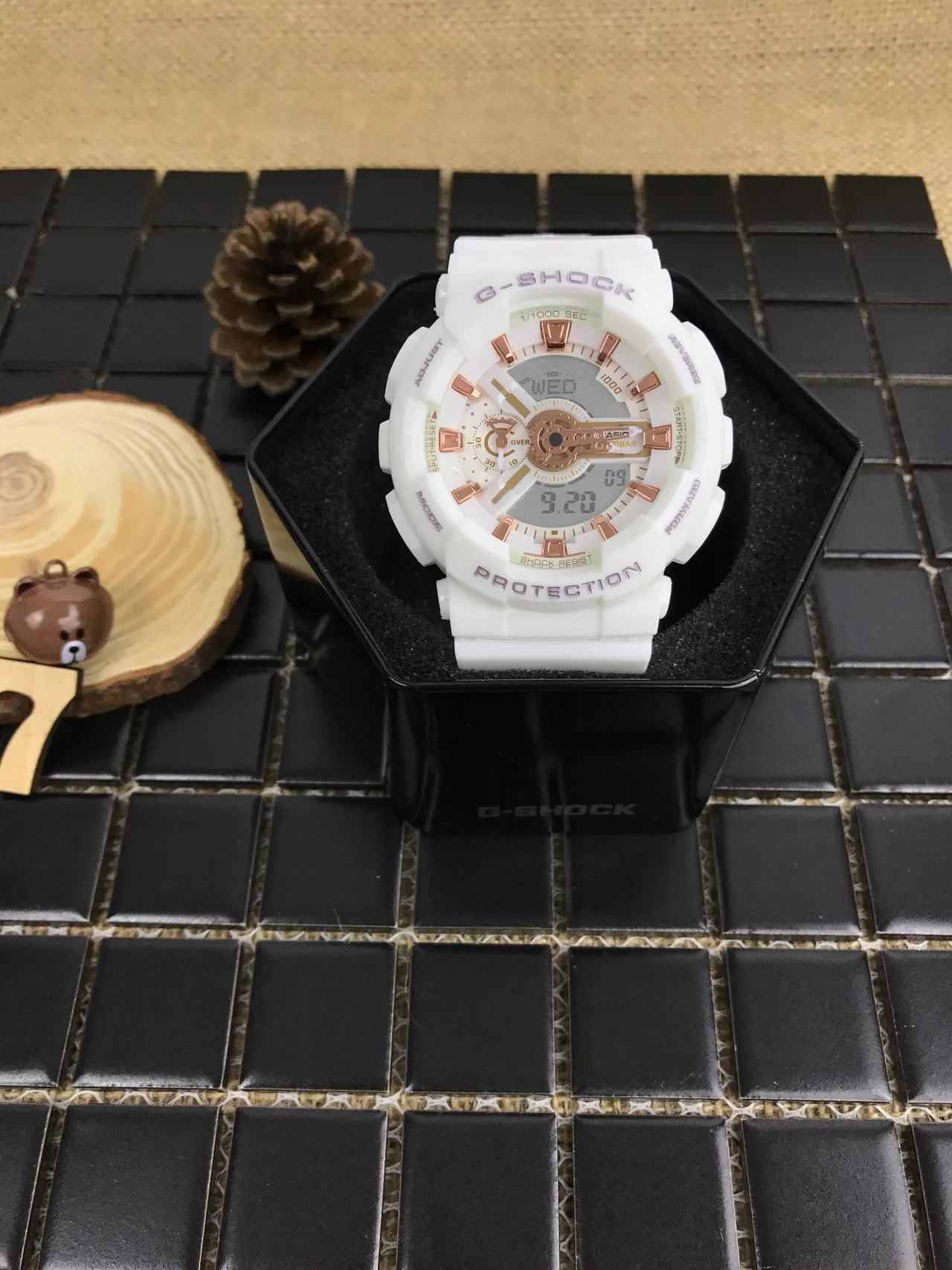 Casio G-Shock GA-110 White and Rose Gold Sports Watch 15