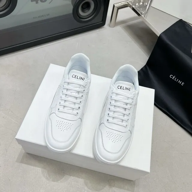 Celine CT-01 সাদা পারফোরেটেড লোগো লাইফস্টাইল স্নিকার্স 8
