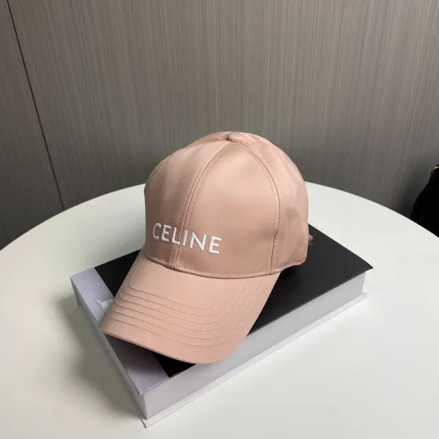 Celine Logo bordado rosa polvoriento gorra de béisbol 3