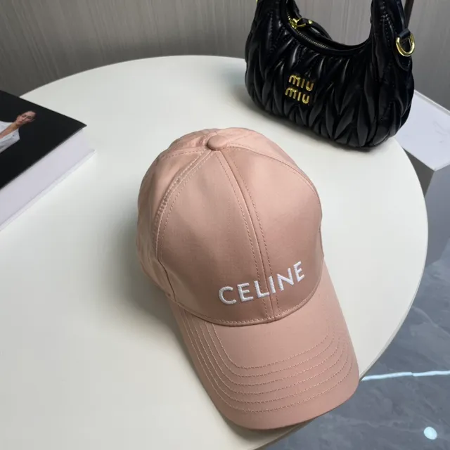 Celine Logo bordado rosa polvoriento gorra de béisbol 6