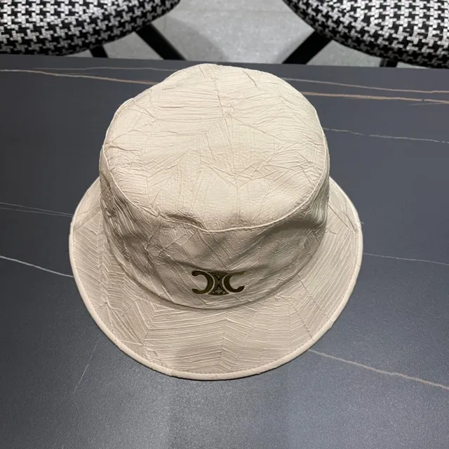Celine Texturizado Embossado Folha Bege Chapéu Bucket 11