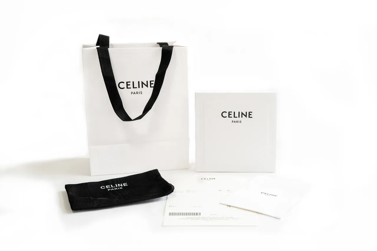 Celine Triomphe 棕金色 光滑小牛皮 对比白色缝线 皮带 4