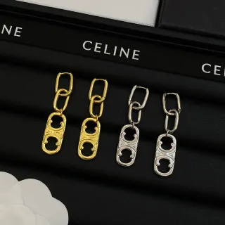 Celine Triomphe चेन लिंक अंडाकार आकर्षण कानों की झुमकियाँ