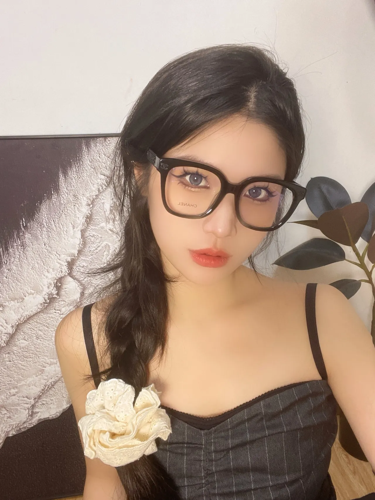 Chanel Beige Gold Oversized Rectangular Translucent Acetate Optical Glasses 2