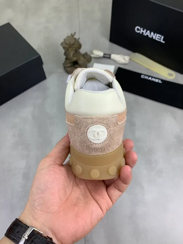 Chanel Beige Gray Mixed-Material Upper Suede And Mesh Lifestyle Sneakers 3