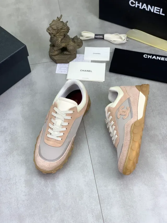 Chanel Beige Gray Mixed-Material Upper Suede And Mesh Lifestyle Sneakers 5