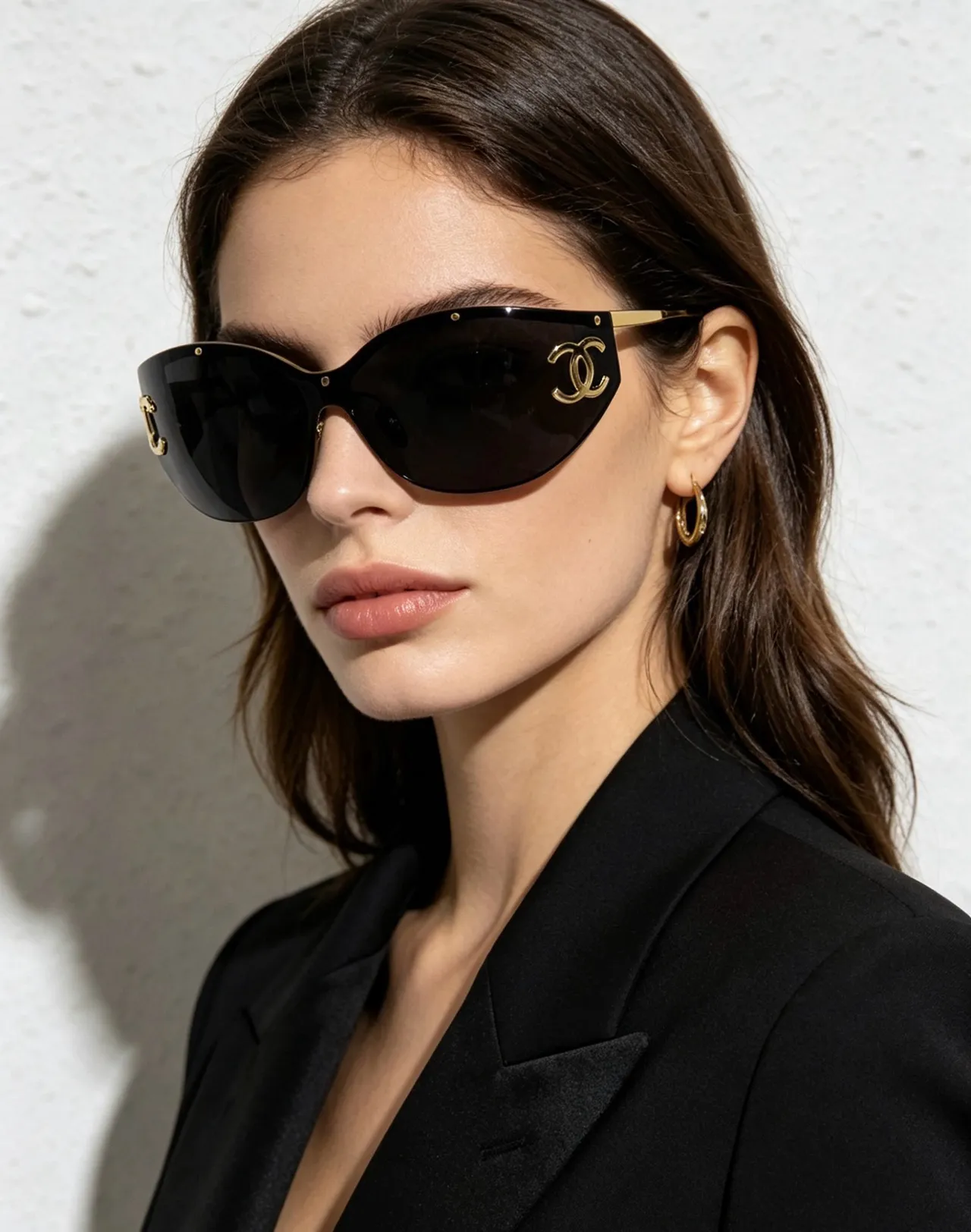 Chanel Black Gold Cat-Eye Silhouette Gradient Lenses Sunglasses 2
