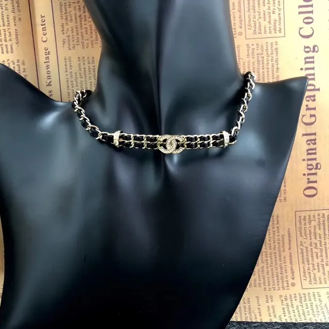 Chanel Bolsa de Cinto Preto Dourado Corrente Couro Tricotado Moda 5