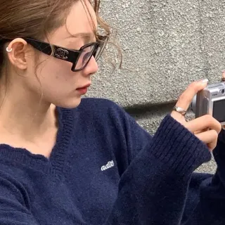 Chanel Black Rectangular Frame Acetate Material Optical Glasses