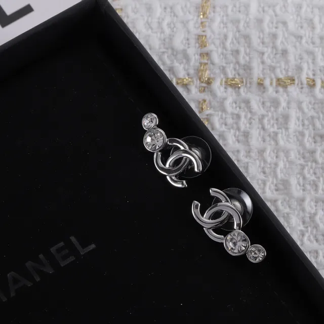 Chanel CC Crystal Stud Earrings 6
