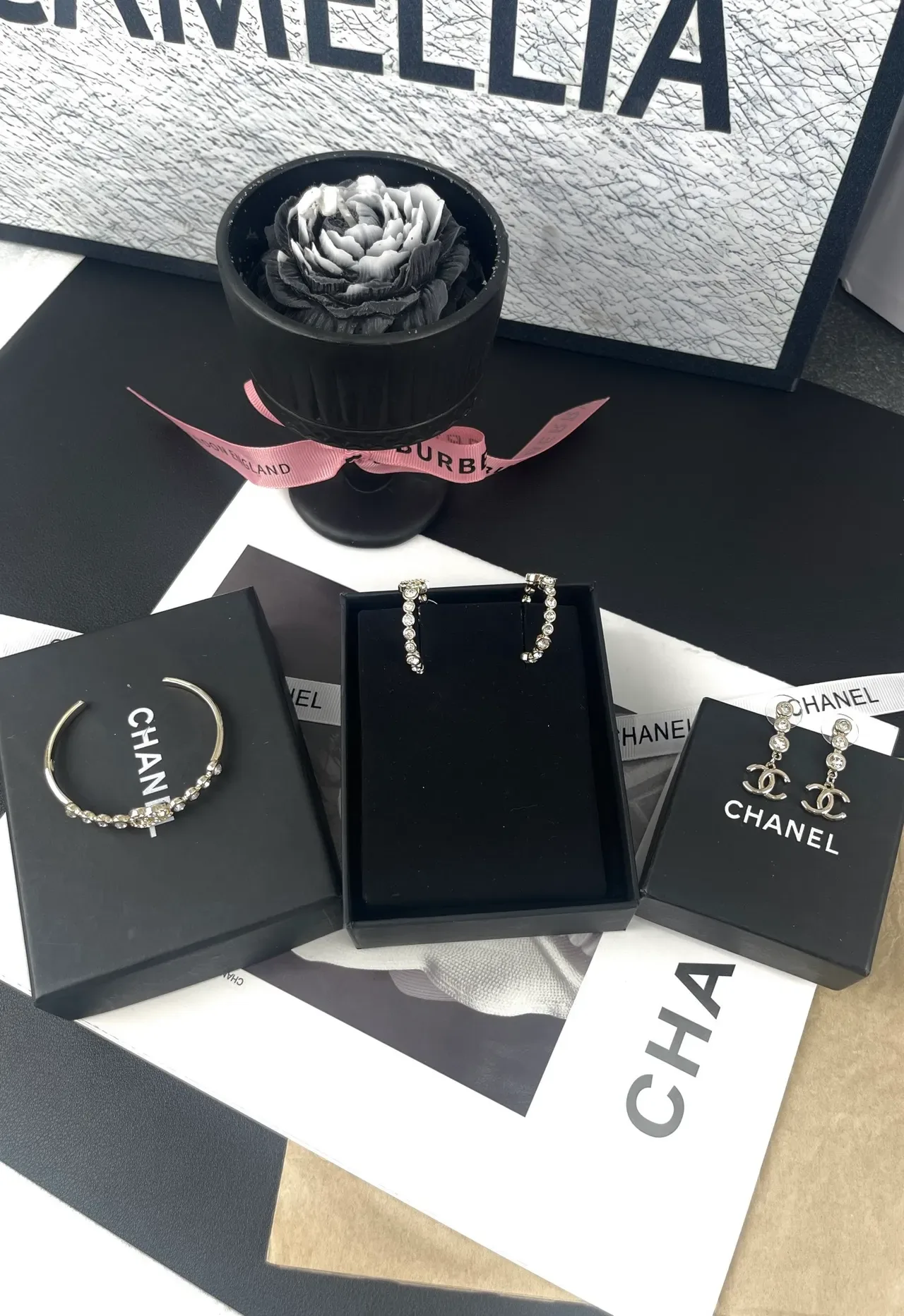 Chanel CC Drop Gold Pink Crystal-Embellished Earrings 5