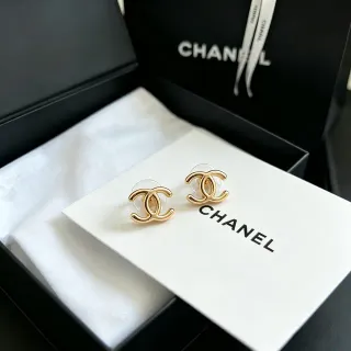 Chanel CC সোনার রঙের স্বচ্ছ ইন্টারলকিং লোগো ইয়াররিংস