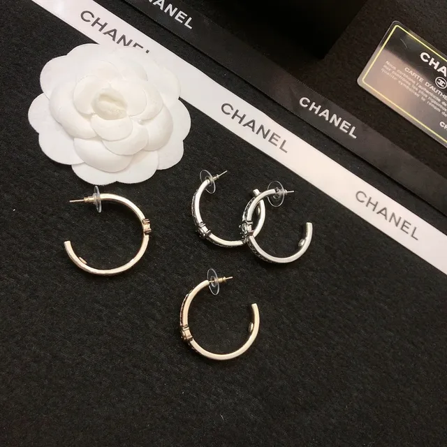 Boucles d'oreilles Chanel CC Aureola Or Noir Métal Interlocking Logo 3