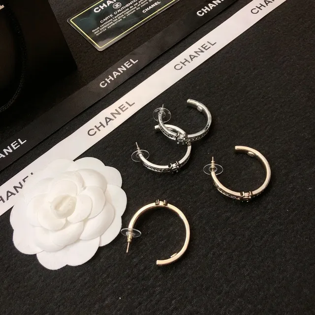 Boucles d'oreilles Chanel CC Aureola Or Noir Métal Interlocking Logo 4