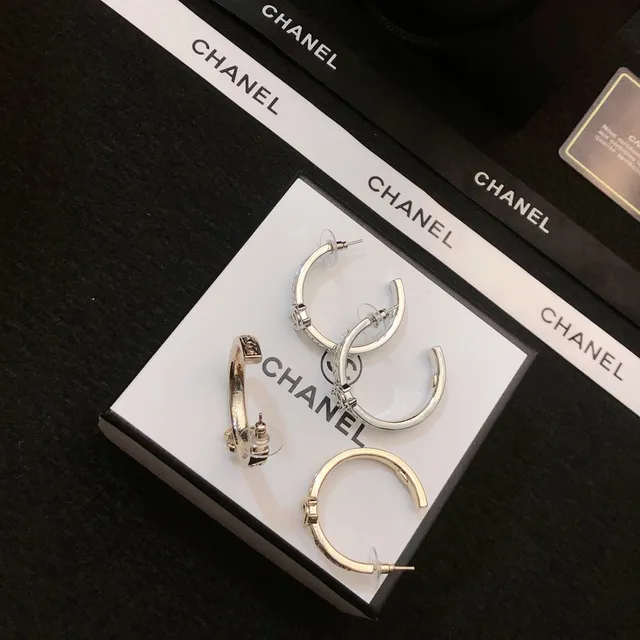 Boucles d'oreilles Chanel CC Aureola Or Noir Métal Interlocking Logo 5