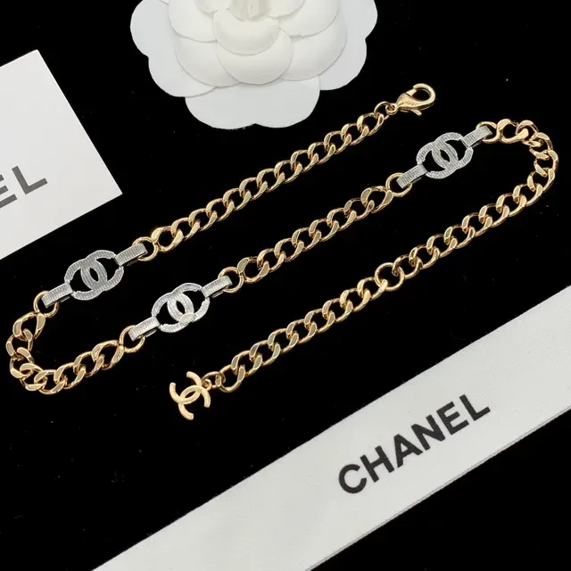 Chanel CC Logo Bracelet Gold Silver Curb Chain Interlocking Bracelet 5