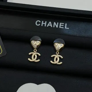 Chanel CC Logo أقراط كريستال قطرة