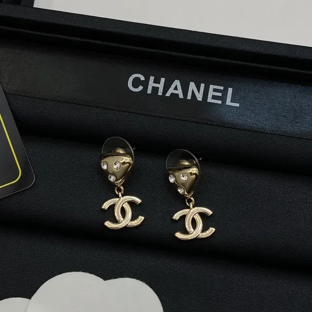 Chanel CC Logo Crystal Drop Earrings 5