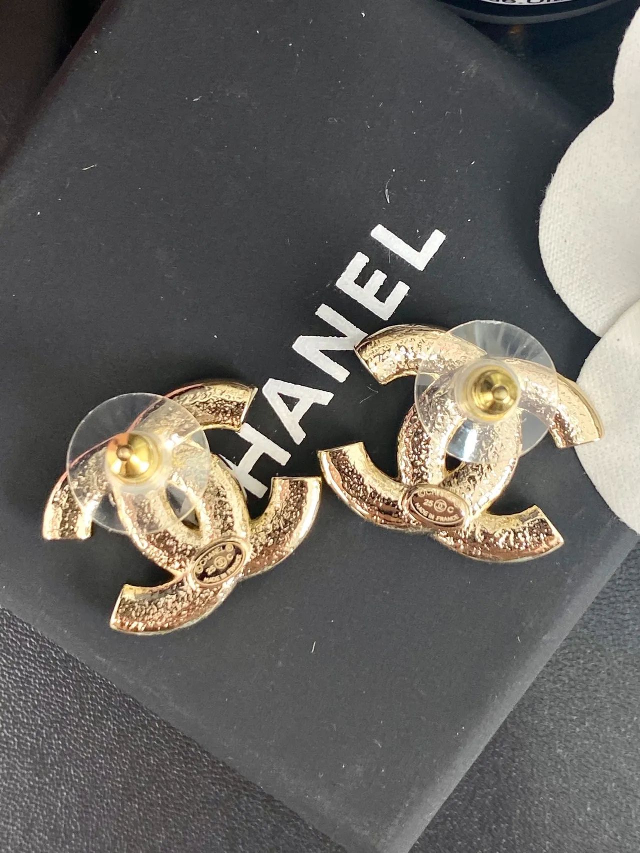 Chanel CC Logo Silver Gold Interlocking Pavé Crystal Embellishment Earrings 3