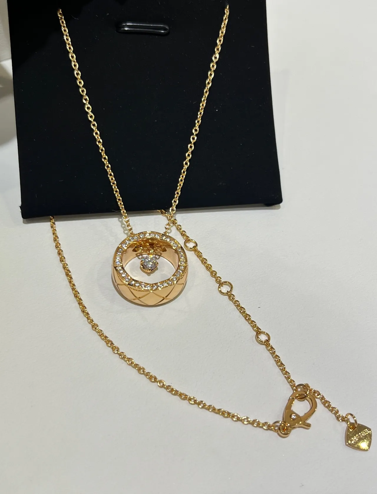 Collar Chanel oro tono Pavé diamante círculo abierto 4