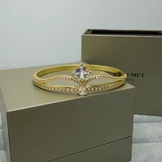Chanel سوار ذهبي شفاف مزدوج الباند مع Pavé-Set