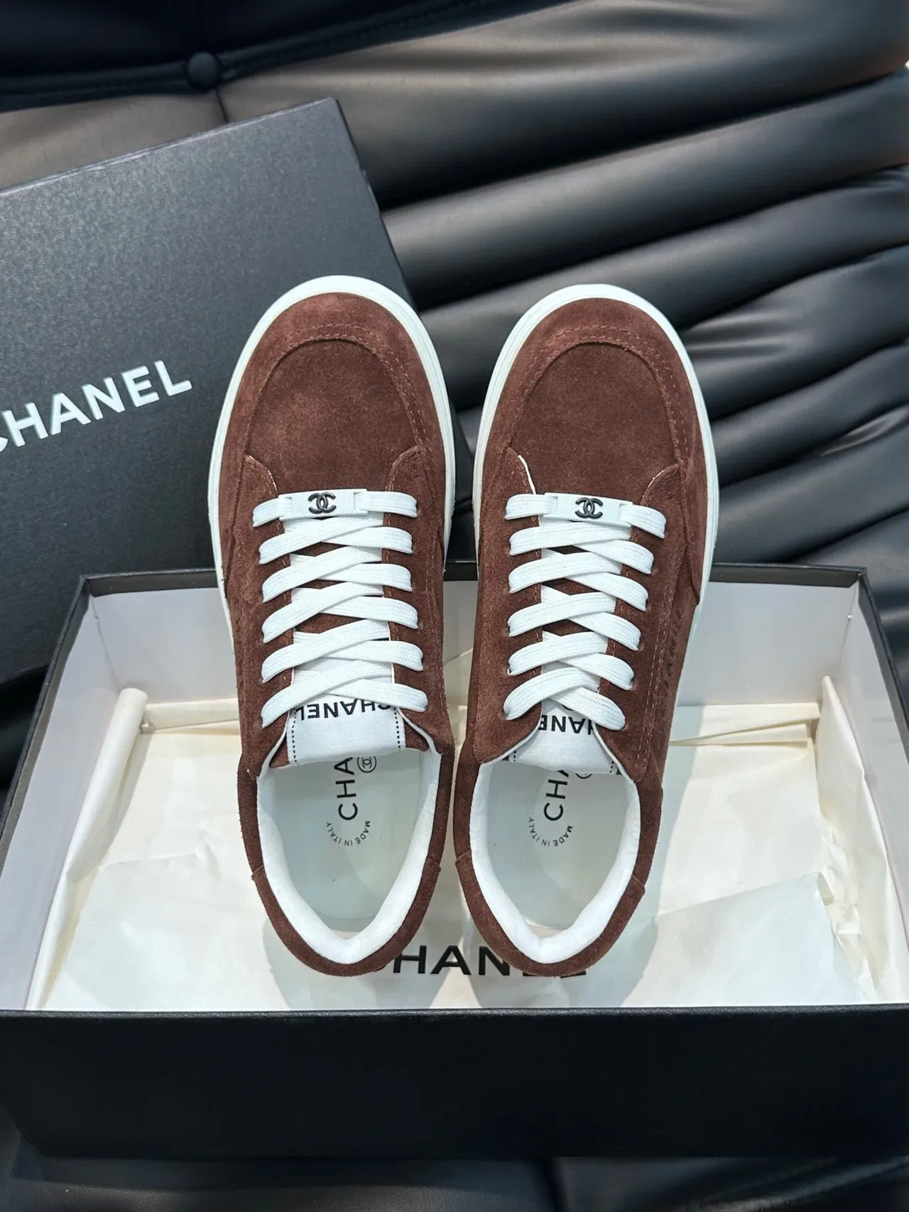 Chanel Lifestyle Sneaker Brown White Suede Upper Laces Lifestyle Sneakers 5