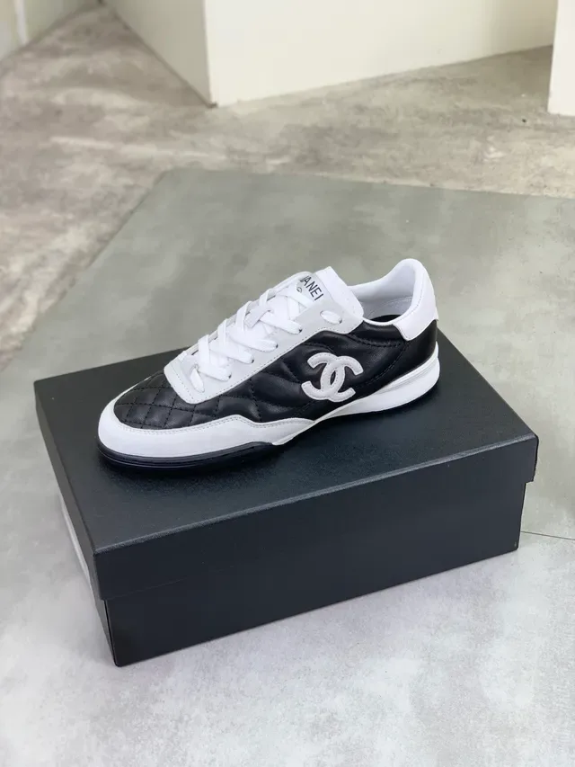 Chanel Quilted Black and White Lifestyle Sneakers 4