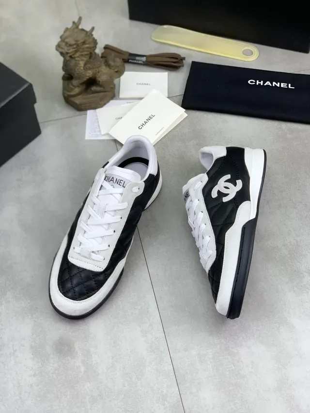 Chanel Quilted Black and White Lifestyle Sneakers 5
