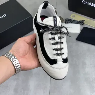 Chanel Two-Tone Suede and Fabric Lace-Up Sneaker