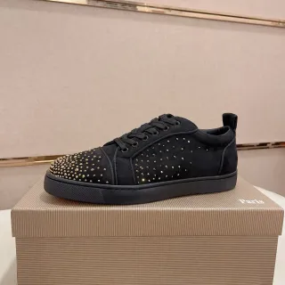 Christian Louboutin Daim Noir et Or Stud Embellishment Lifestyle Sneakers