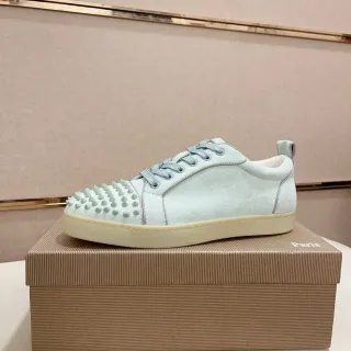Christian Louboutin Bleu Beige Cap Toe Spiked Upper Daim Lifestyle Sneakers