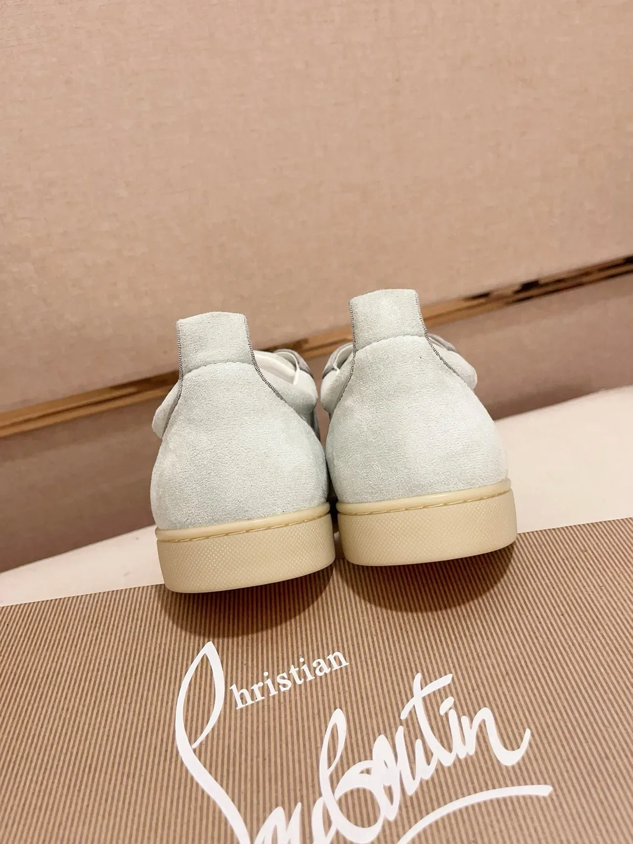 Christian Louboutin Blue Beige Spiked Toe Cap Suede Upper Lifestyle Sneakers 8