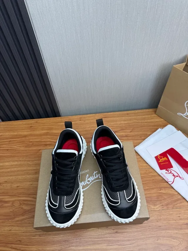 Christian Louboutin Bubble Low أسود وأبيض حذاء رياضي نمط حياة 2