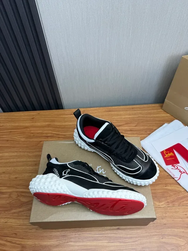 Christian Louboutin Bubble Low أسود وأبيض حذاء رياضي نمط حياة 5