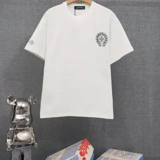 Chrome Hearts गोलाकार क्रेस्ट कढ़ाई वाली सफेद टी-शर्ट