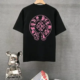 Chrome Hearts गोलाकार क्रेस्ट ग्राफिक काली टी-शर्ट