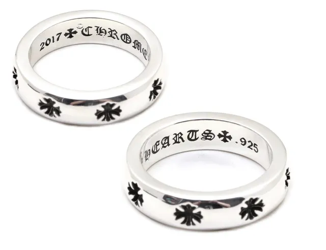 Chrome Hearts 十字带戒指 银色 黑色 抛光 花纹戒指 7