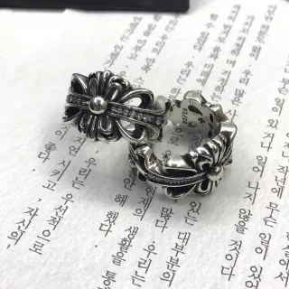 Chrome Hearts Cross Flower Pavé Silver Ring