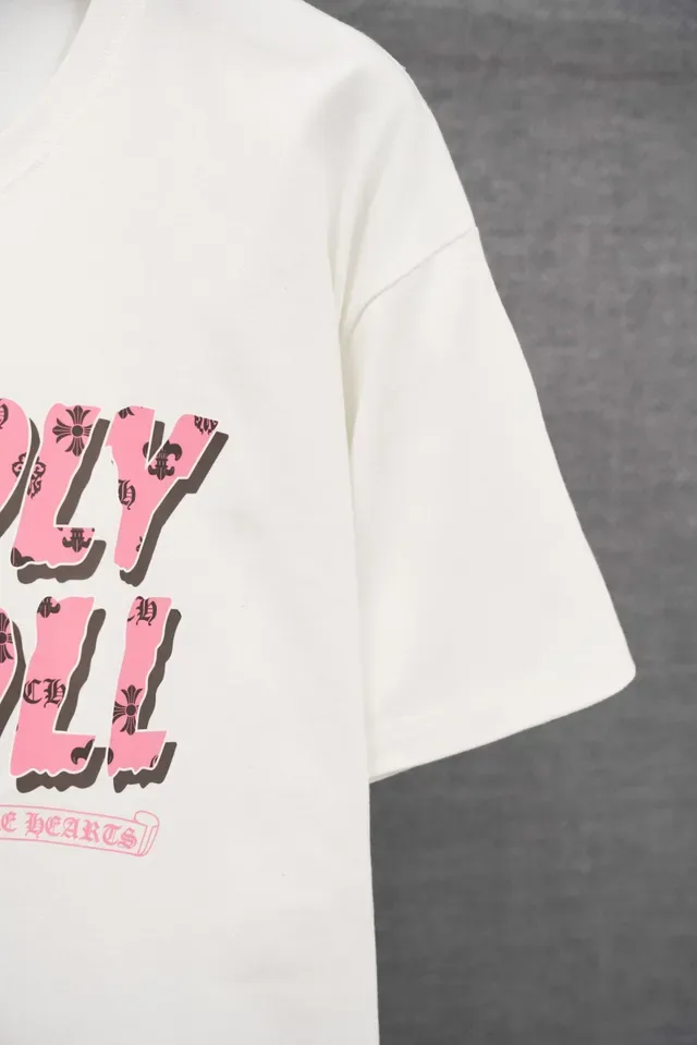 T-shirt blanc à impression graphique Chrome Hearts Deadly Doll 15