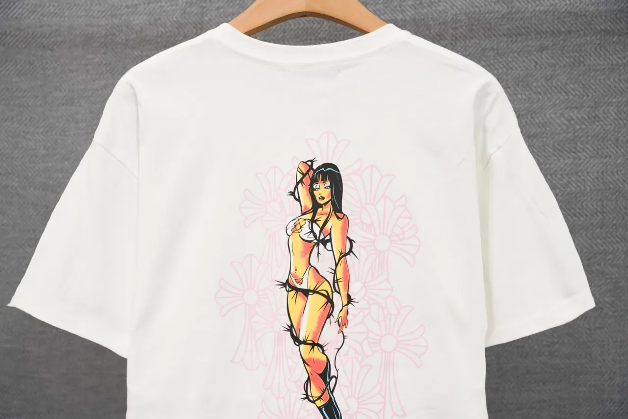 T-shirt blanc à impression graphique Chrome Hearts Deadly Doll 16