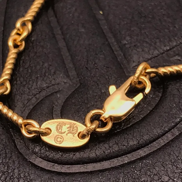Chrome Hearts Double Croix Or Vert Chaîne de Corde Tordue Pendentif Collier 4