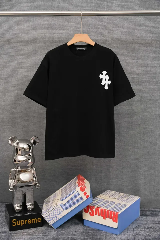 Chrome Hearts ডাবল ক্রস লোগো সাদা টি-শার্ট 3