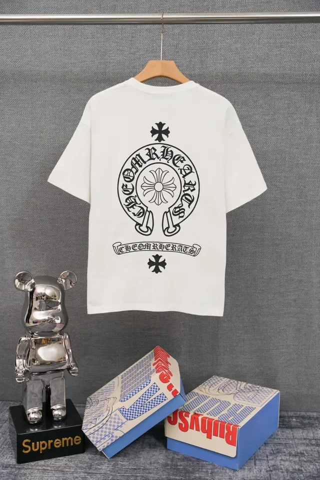 Chrome Hearts ডাবল ক্রস লোগো সাদা টি-শার্ট 4